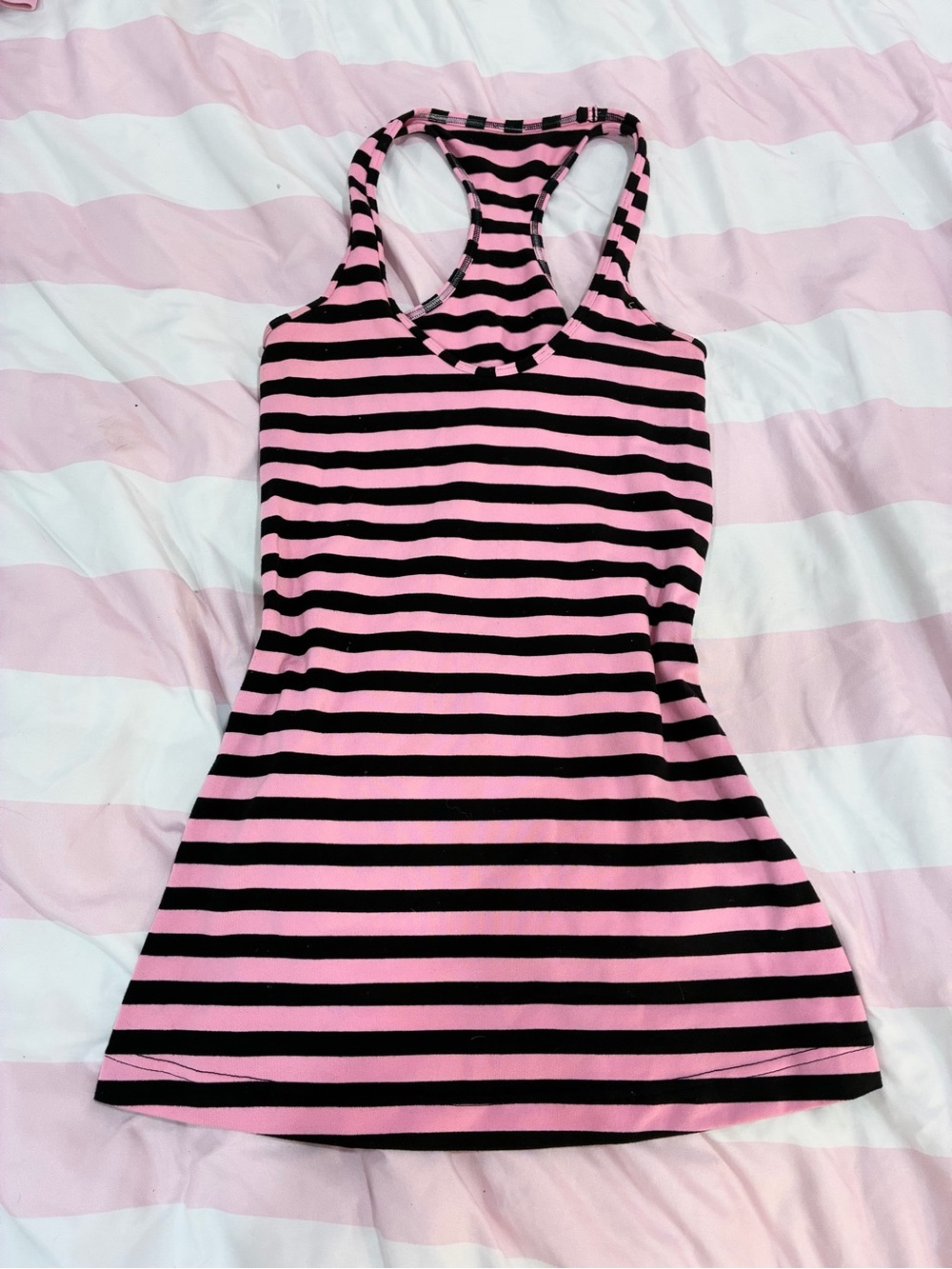 Lululemon Pink/Black Striped Tank Top S